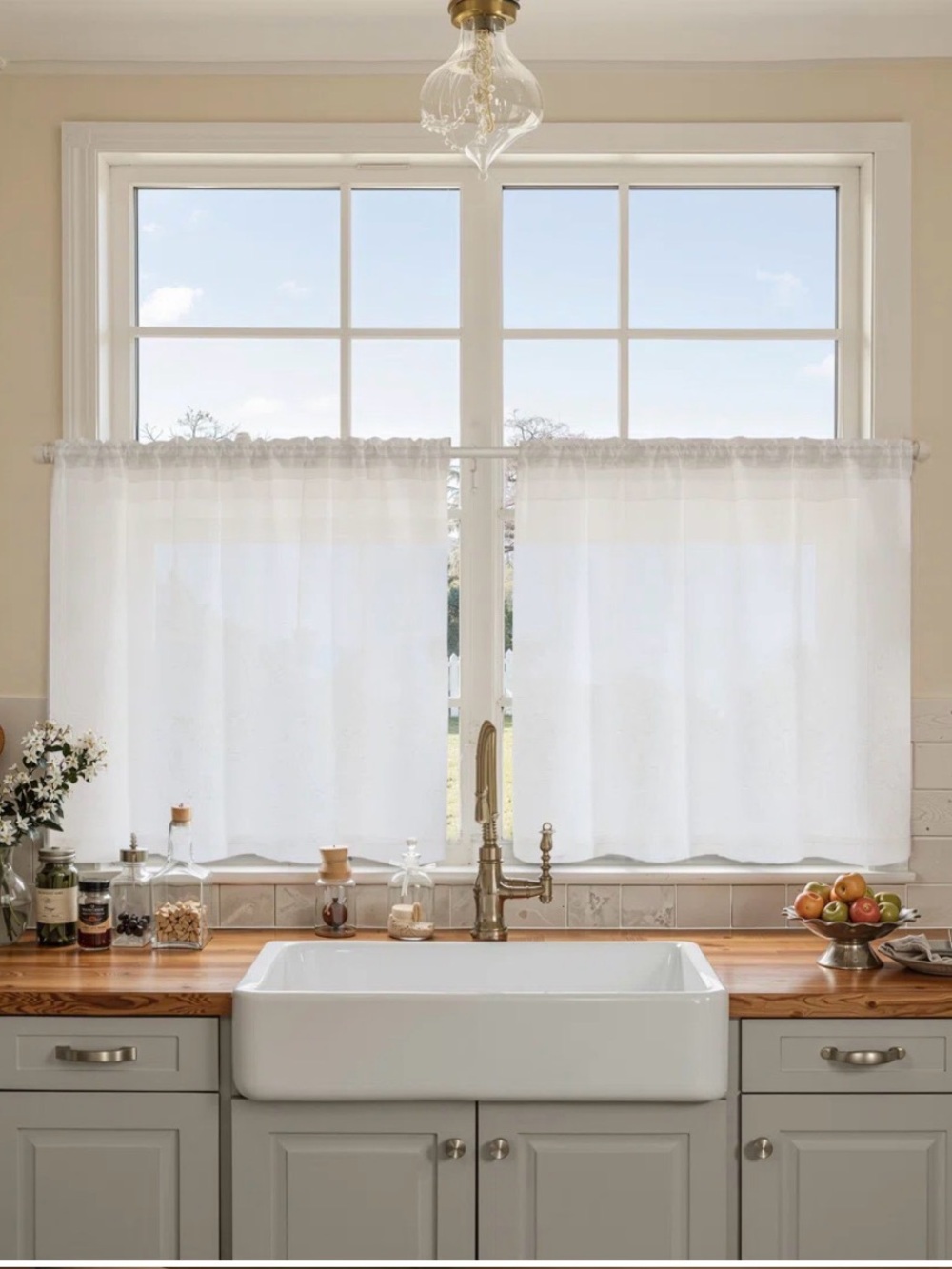 Winston Porter White Cafe Kitchen Curtains (Set of 2)